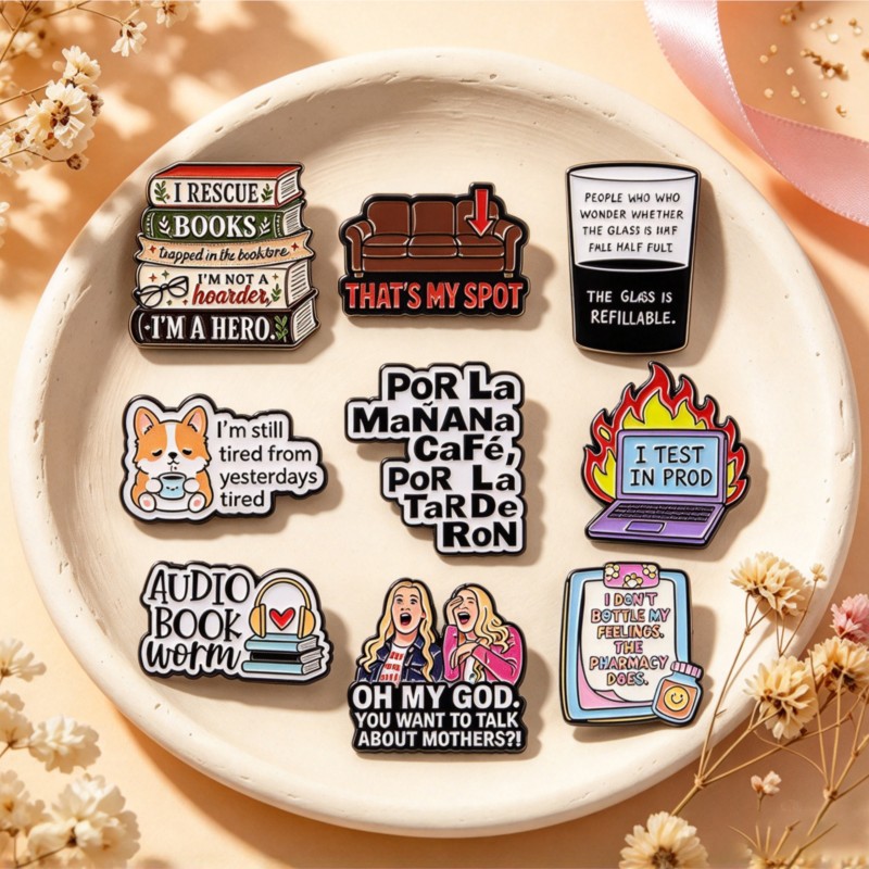 Pin enamel lucu dengan kutipan - Tablet Cute Accessories ulasan dan harga