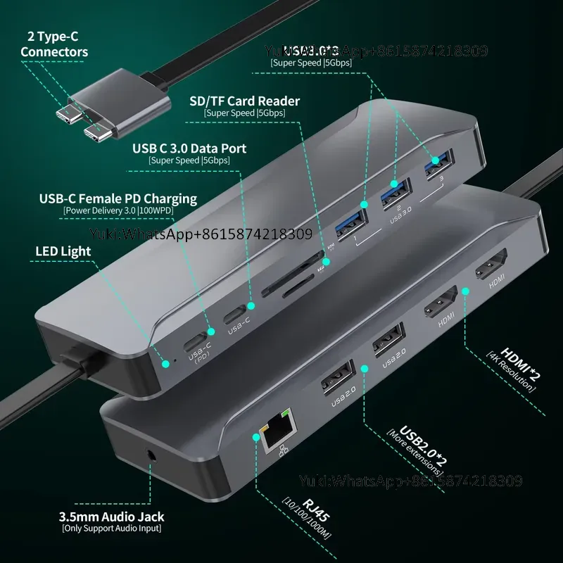 Docking Station 5 Hub USB C de - Usb Hub Type C ulasan dan harga